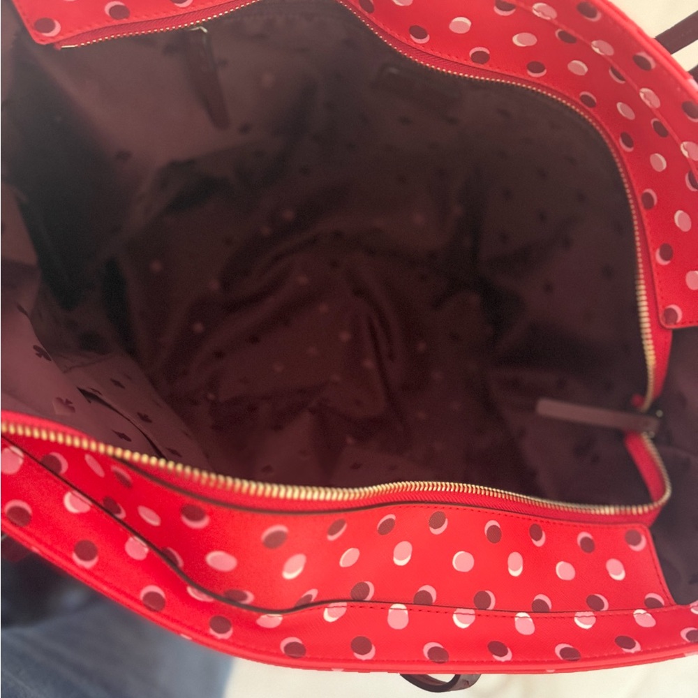 kate spade Red Polka Dot Tote with Matching Wristlet - Picture 3 of 6